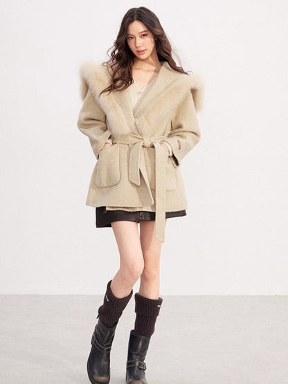 Oversized Wool-Blend Wide-Collar Coat