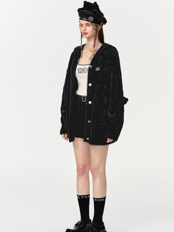 Fuzzy Weave Knit Cardigan