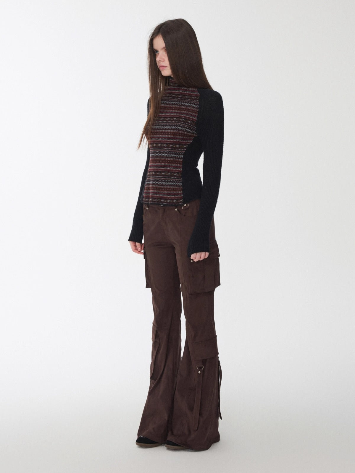 Fair Isle Raglan Knit Turtleneck Sweater