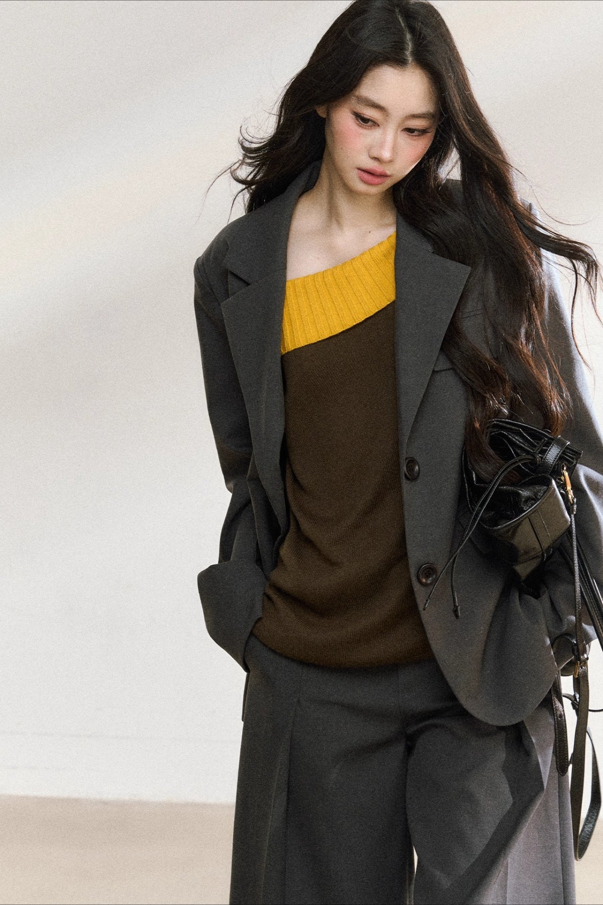 Charcoal Tailored Oversized Blazer