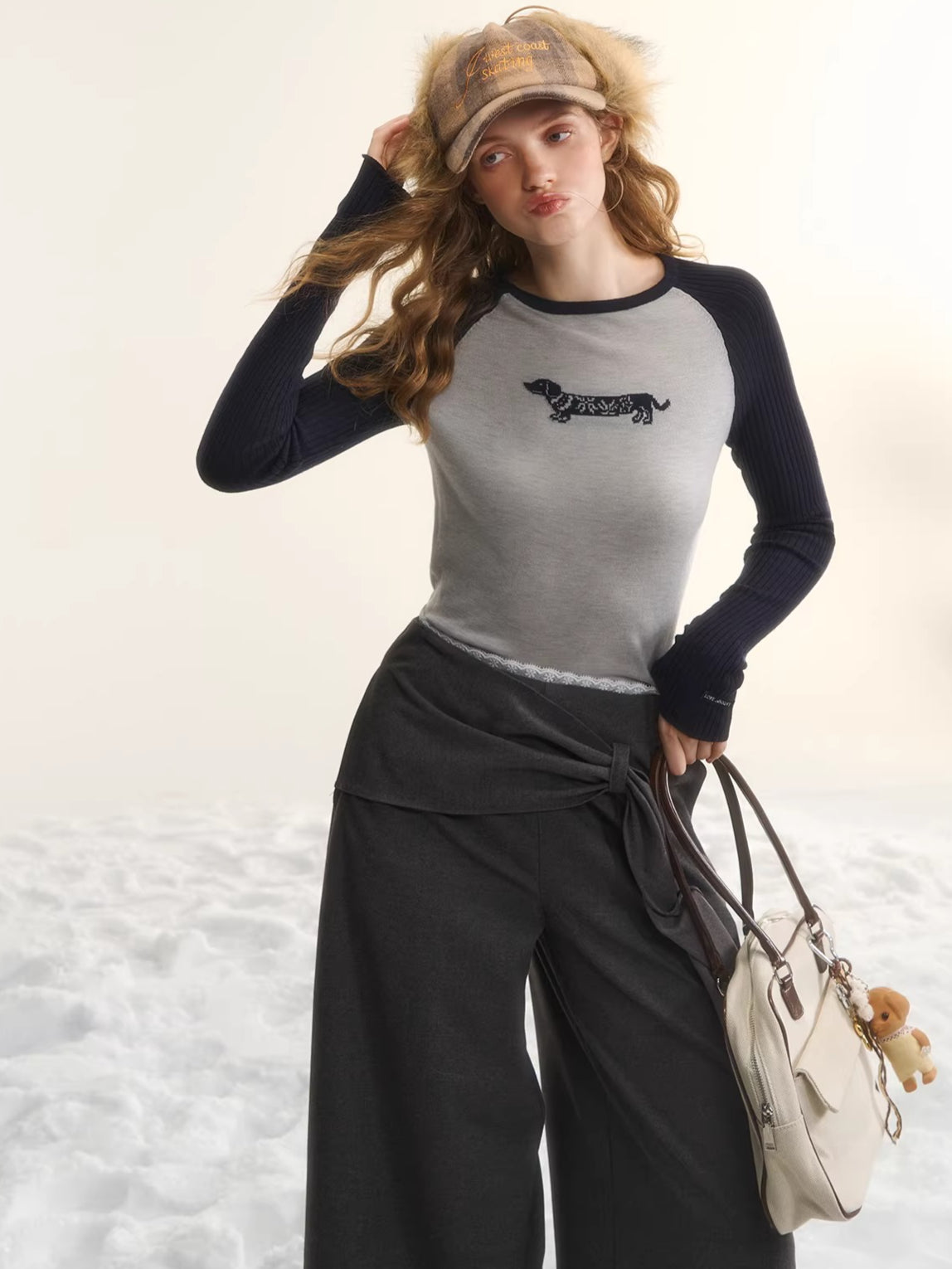 Wool-Blend Jacquard Raglan Knit Top