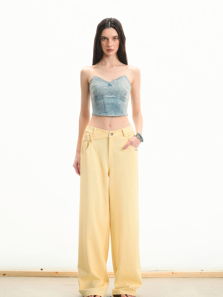 Pearl Rhinestone Slimming Casual Pants