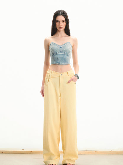 Pearl Rhinestone Slimming Casual Pants