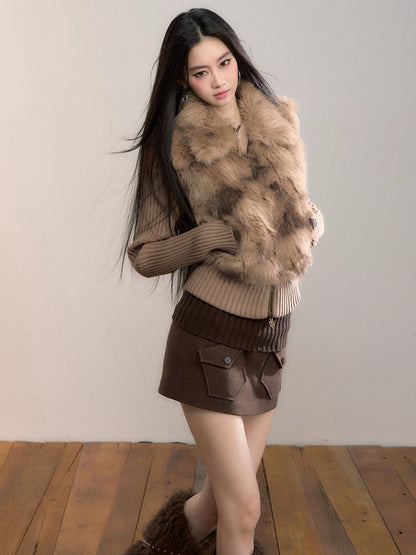 Knitted Waist Wool Blend Mini Skirt