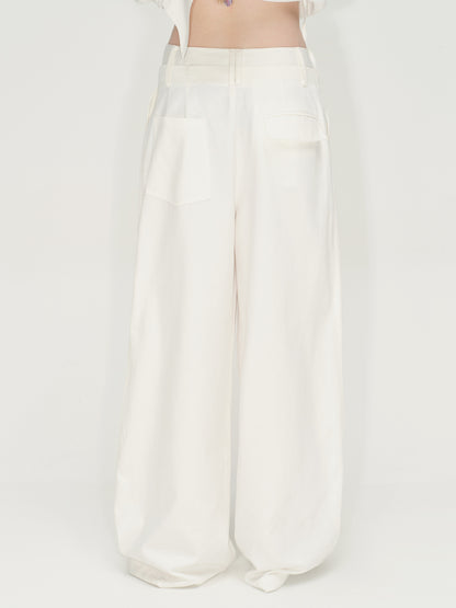 White Lyocell Wide-Leg Pants