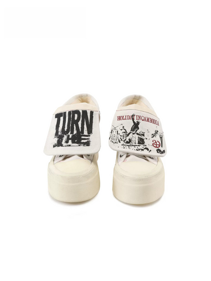 Reversible Tongue Graphic Canvas Boots