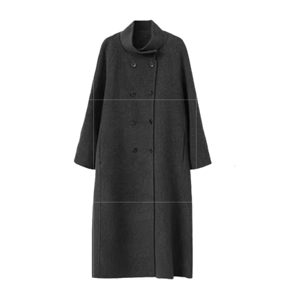 Stand-Collar Long Wool Coat