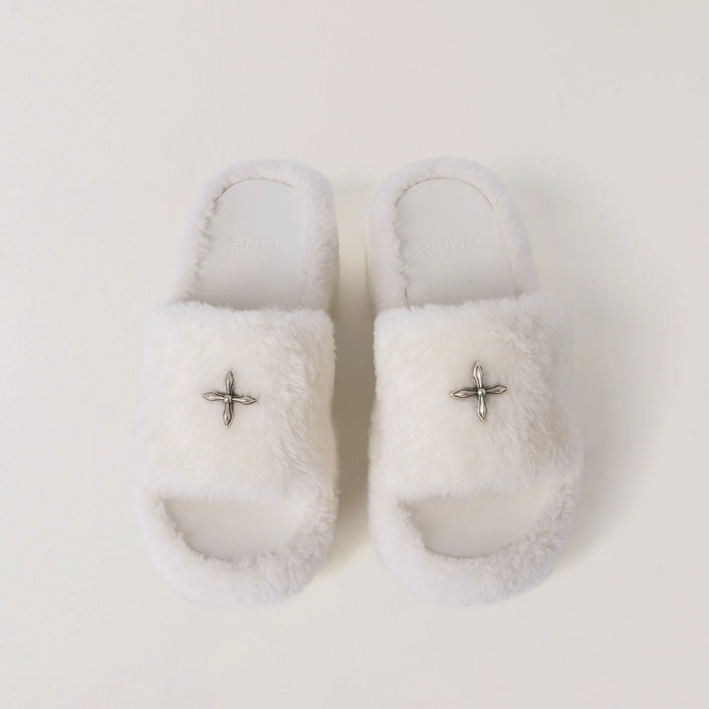 Cross Relic Shearling Heel Mules