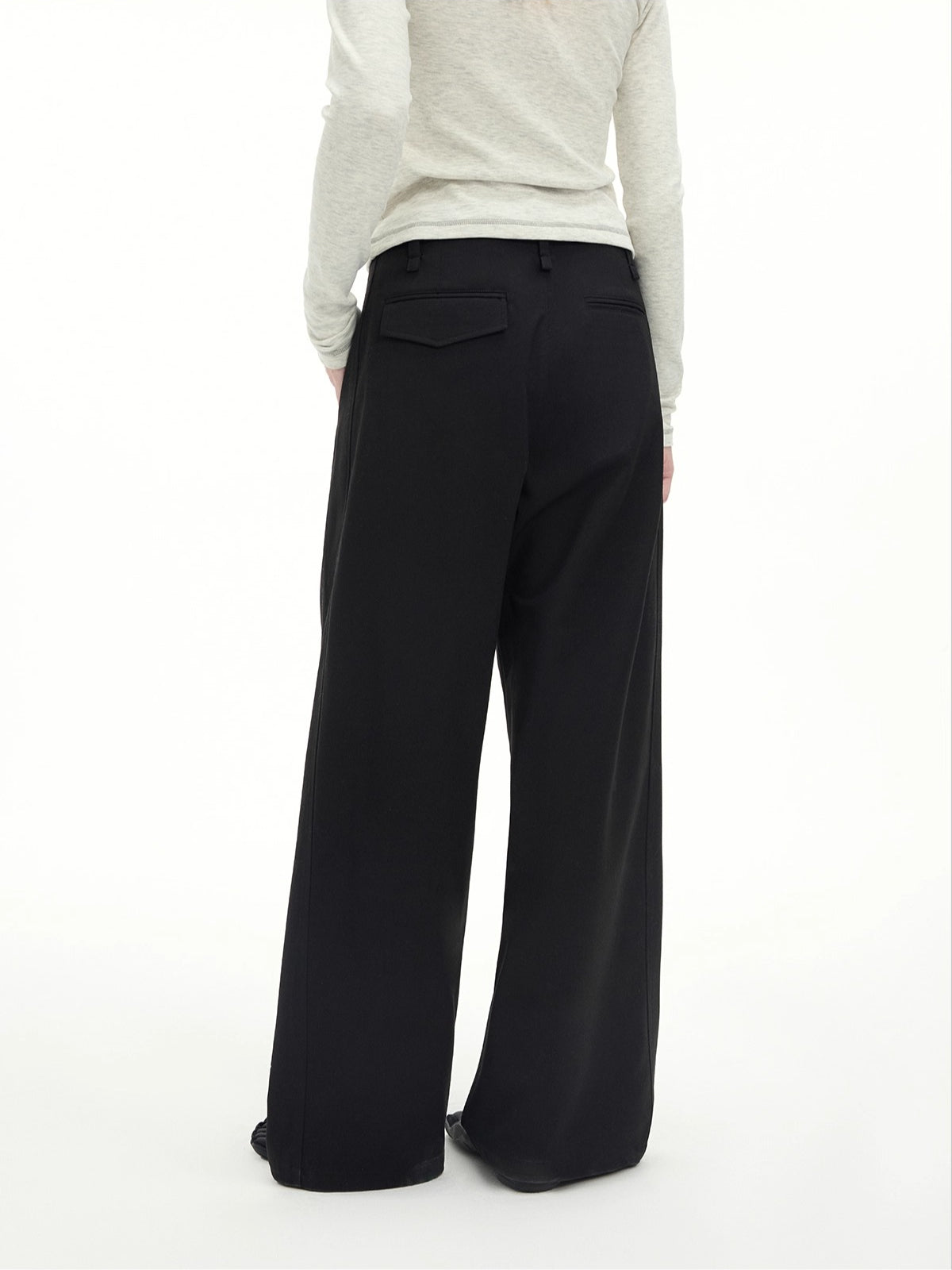 Drawstring Wool-Blend Wide-Leg Pants
