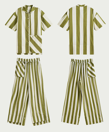 Striped Pajama Short-Sleeved Loungewear