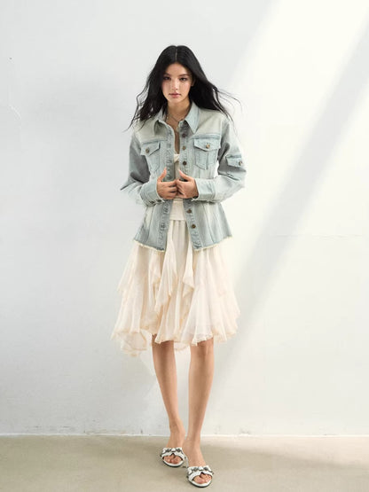 Washed Lightweight Stretch Denim Jacket