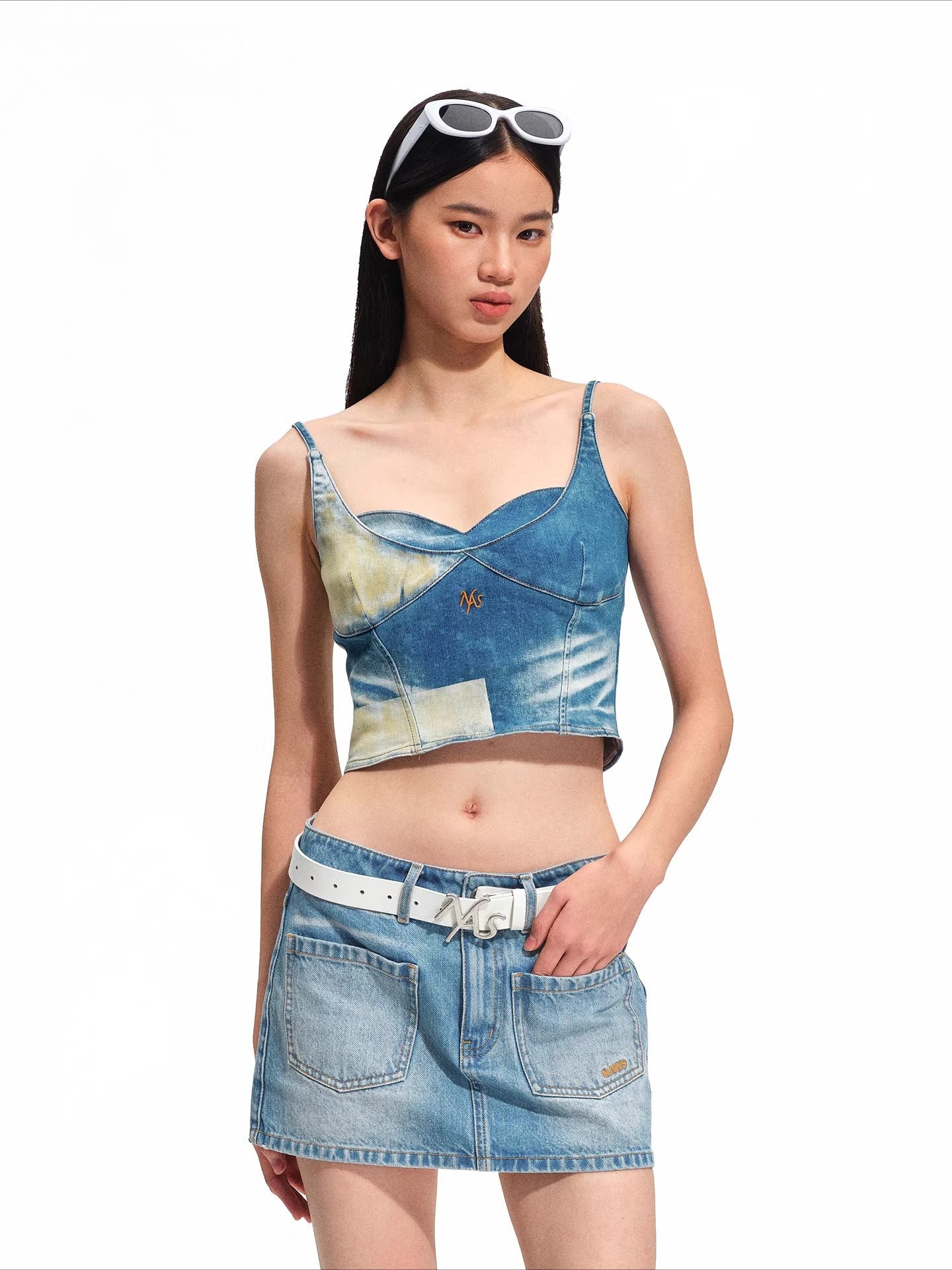 Equestrian Contrast Panel Denim Camisole