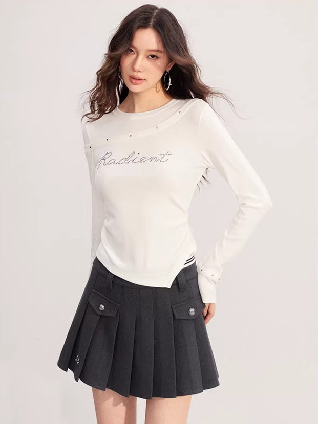 High-Waisted A-Line Pleated Skirt