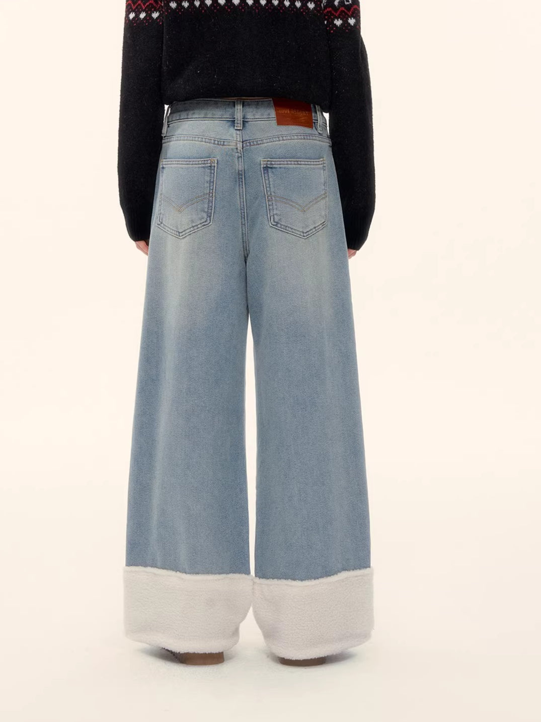 Straight-Leg Wide Denim Pants