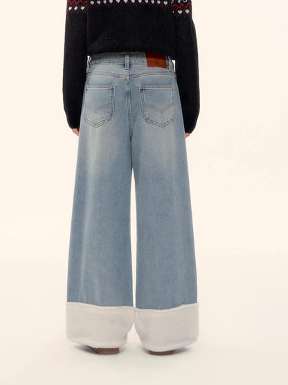 Straight-Leg Wide Denim Pants
