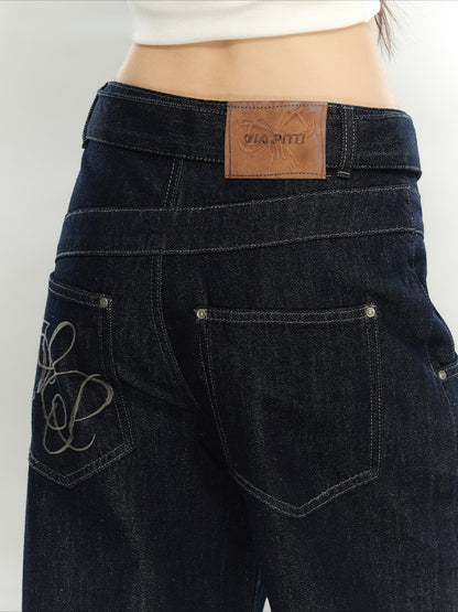 Vintage Raw Denim Straight-Leg Jeans