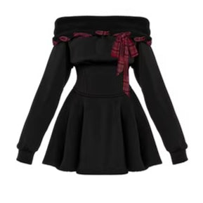 Fleece Waist-Cinching Sweatshirt Dress
