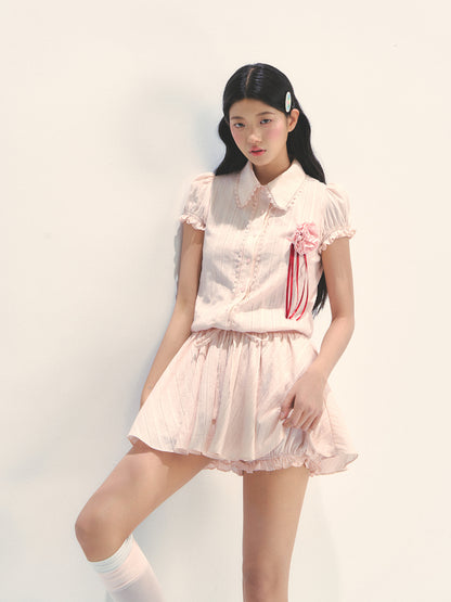 Pink Shirt-style Waist - cinched Dress - CHINASQUAD