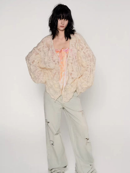 Mohair–Alpaca Cable-Knit Cardigan