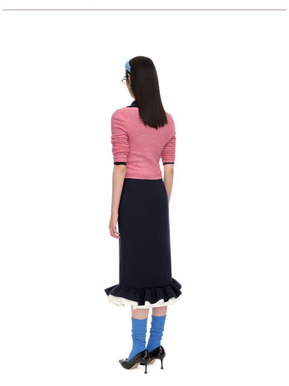 Round-Neck Fitted Wool-Blend Knit Cardigans