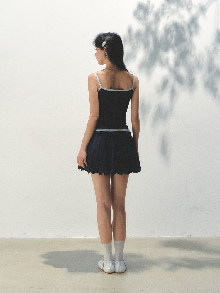 Fake Three-piece Lace Shell Logo Camisole T-shirt - CHINASQUAD