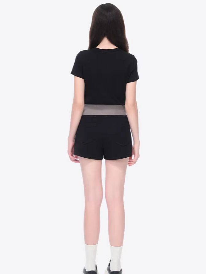 Double Waistband Panel Sport Shorts