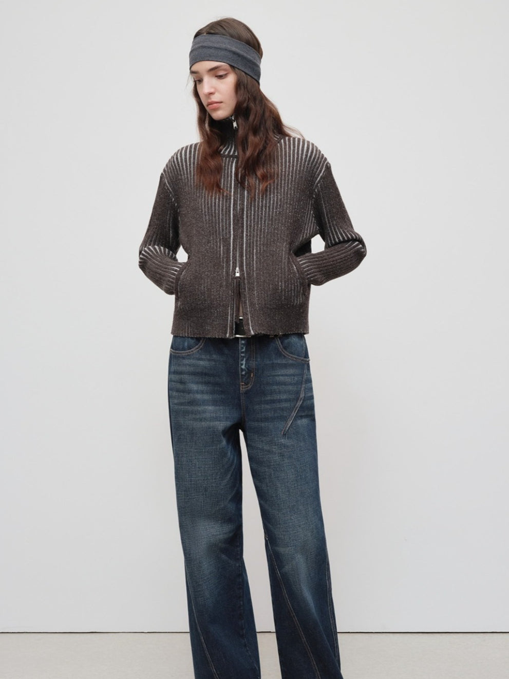 Retro Lyocell Wool Mandarin Collar Knit Cardigan