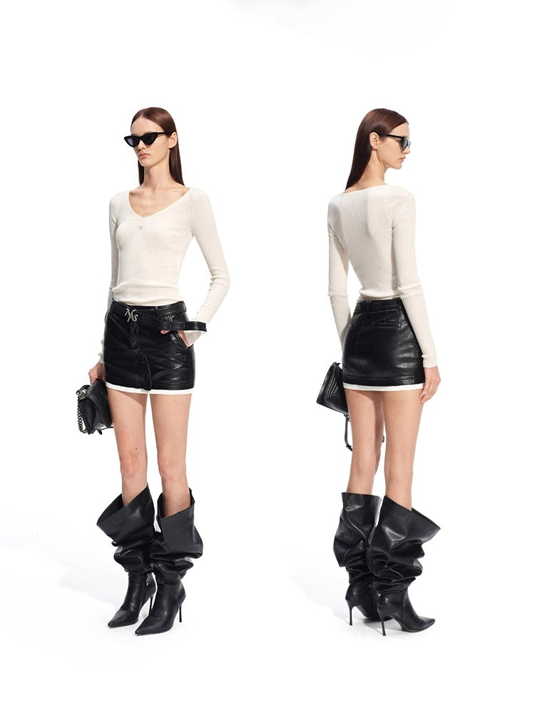 Luna Mercerized Wool V-Neck T-Shirt