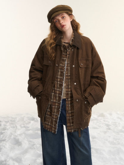 Duck Down Cinched-Waist Puffer Jacket