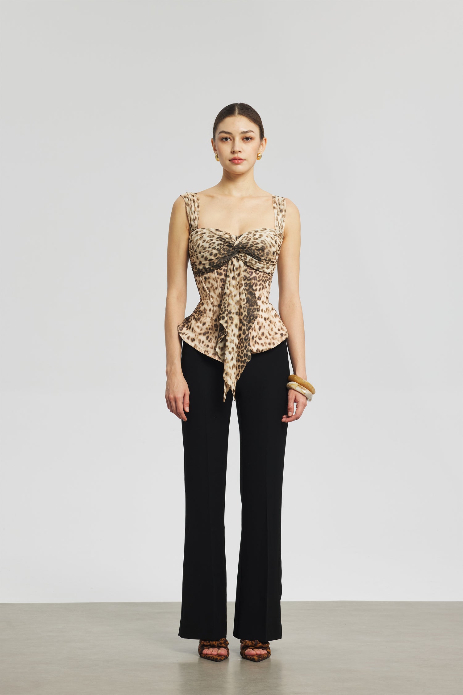 Leopard Mesh Corset Top