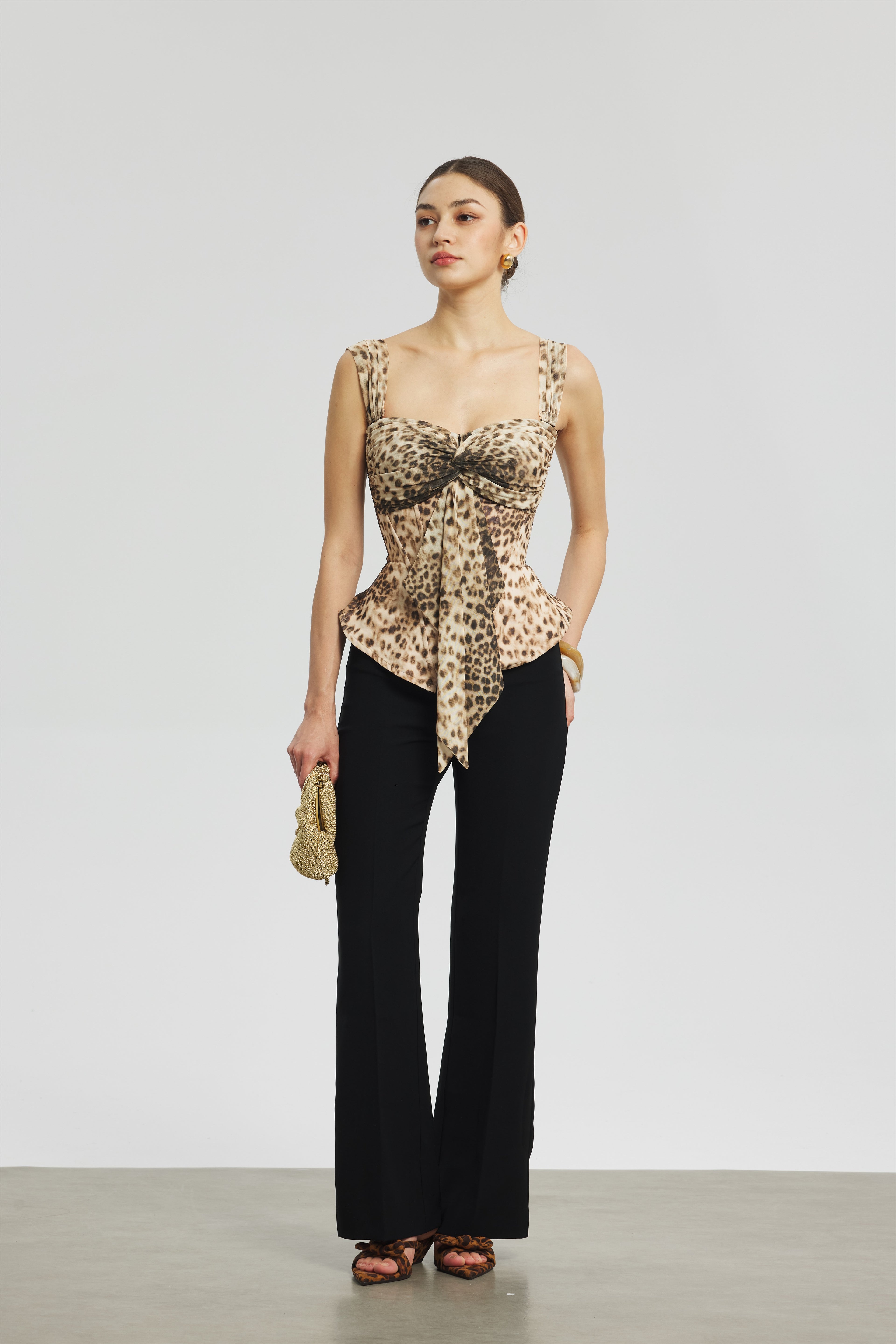 Leopard Mesh Corset Top