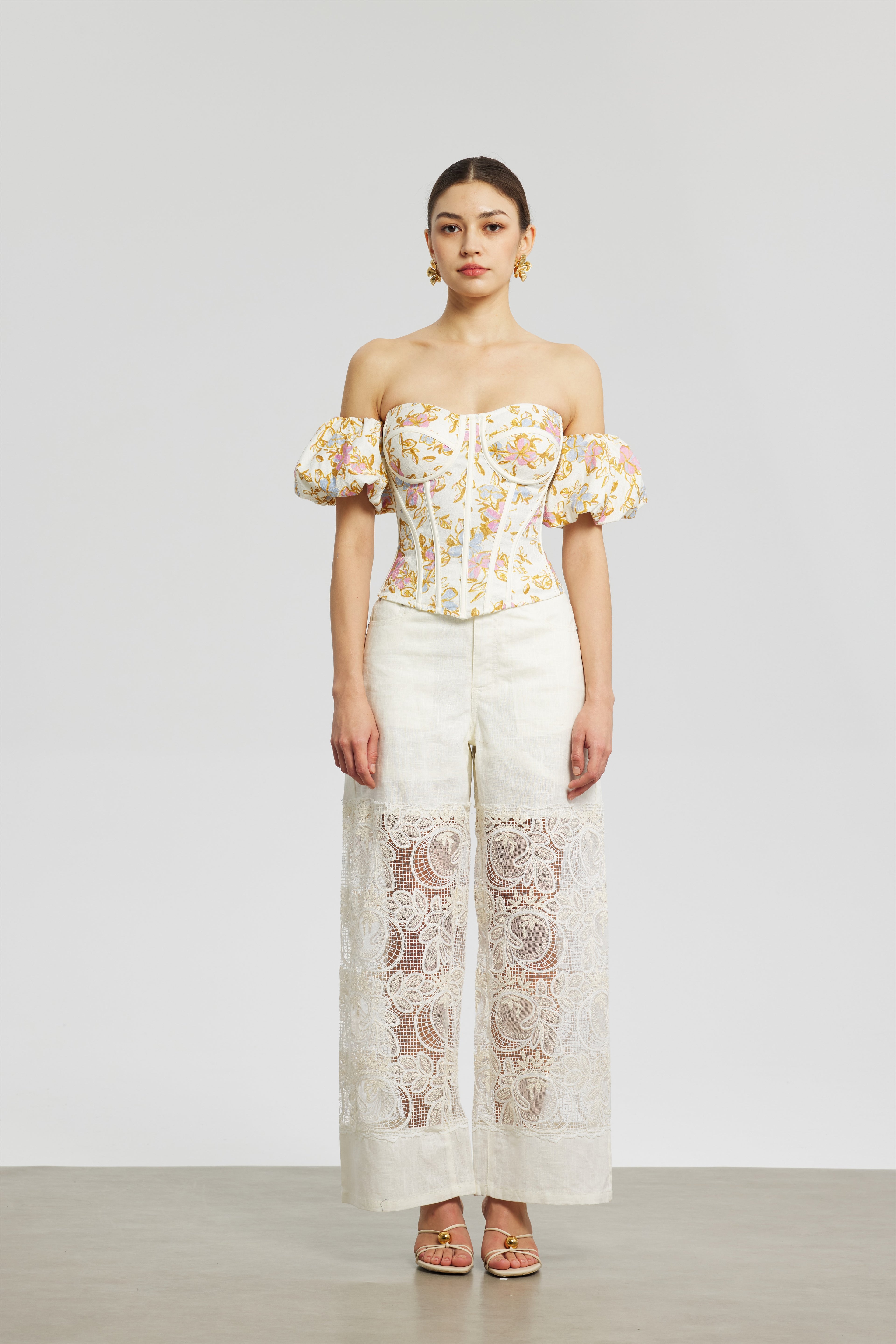 Oil Painting Floral Corset