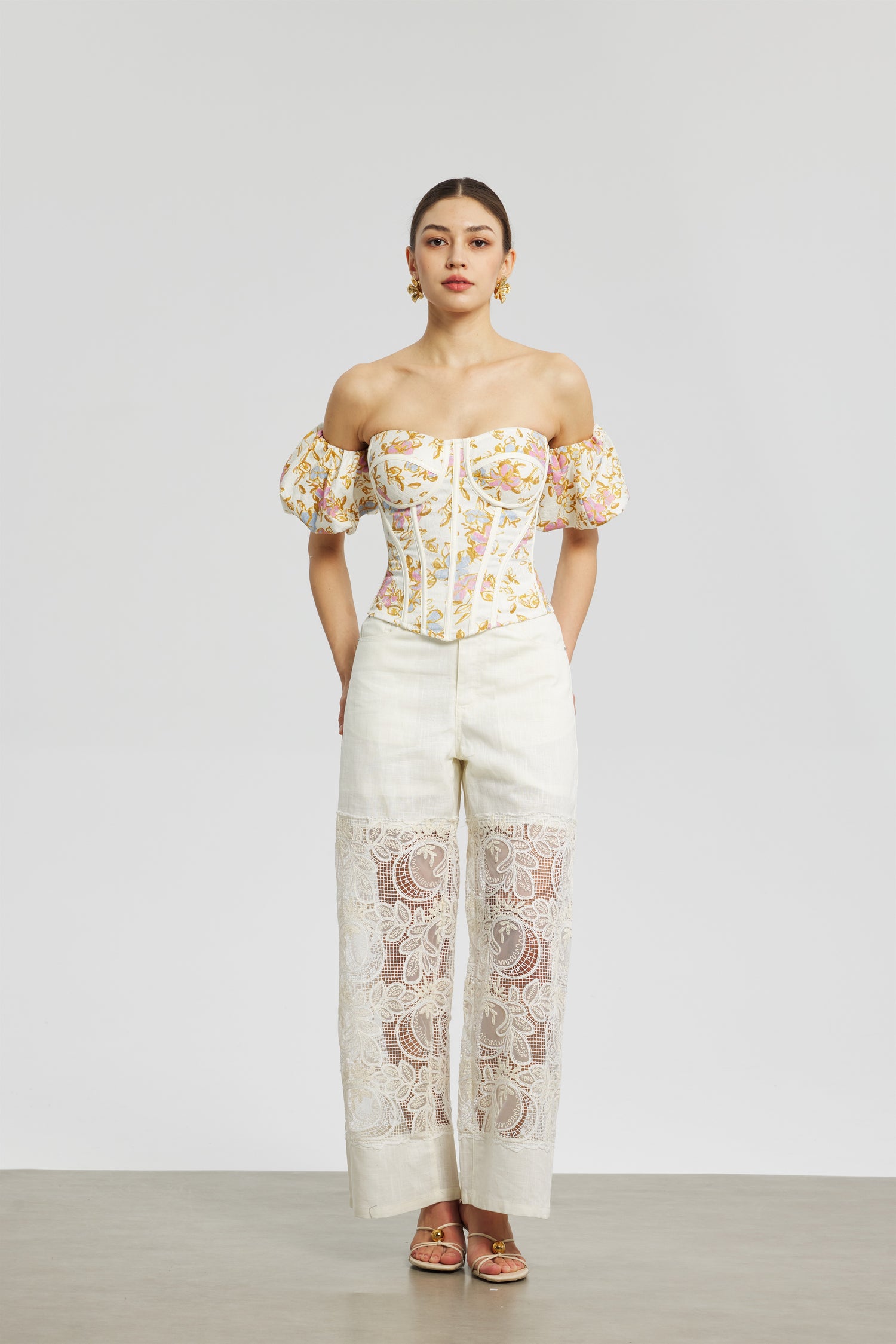 Oil Painting Floral Corset
