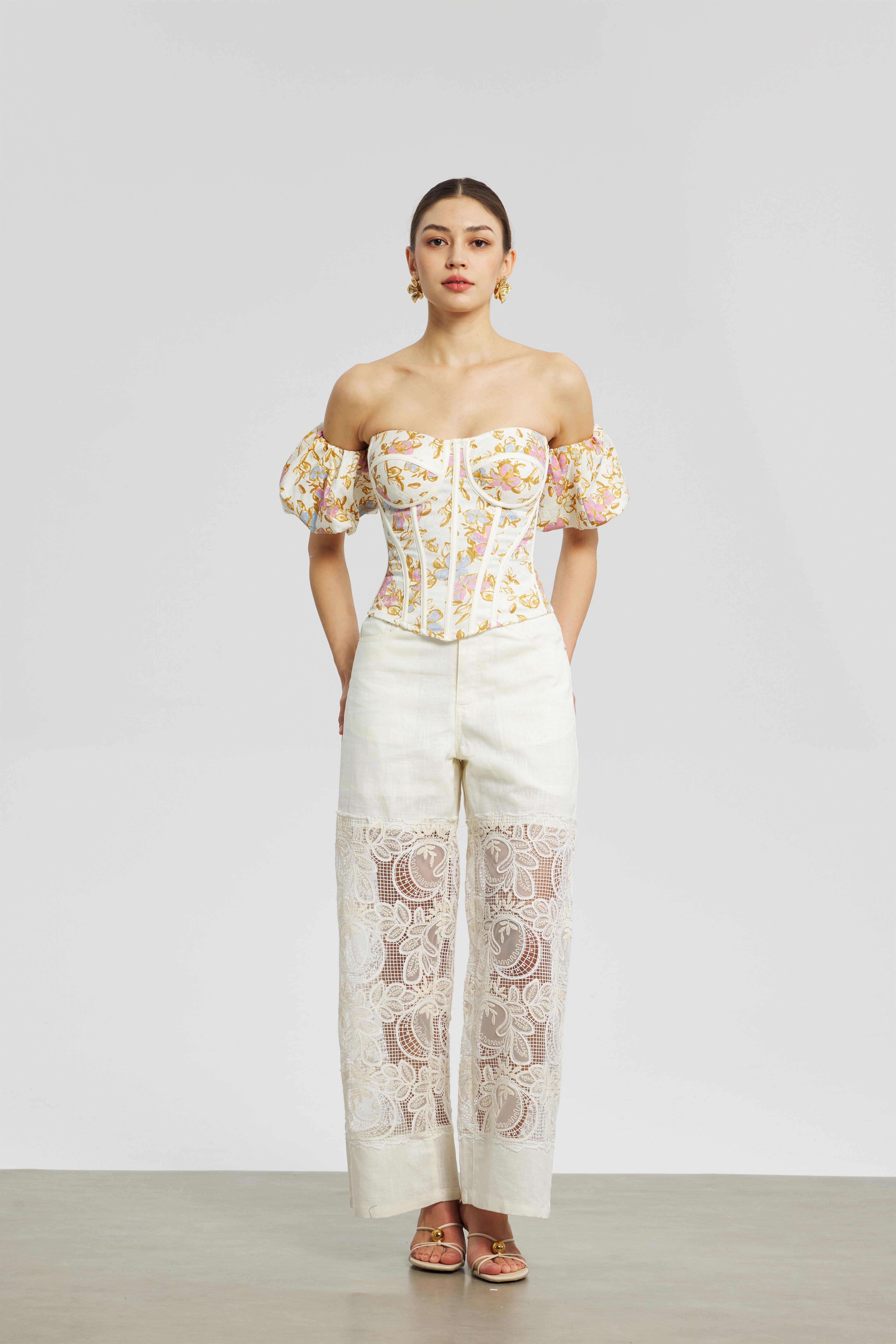 Oil Painting Floral Corset