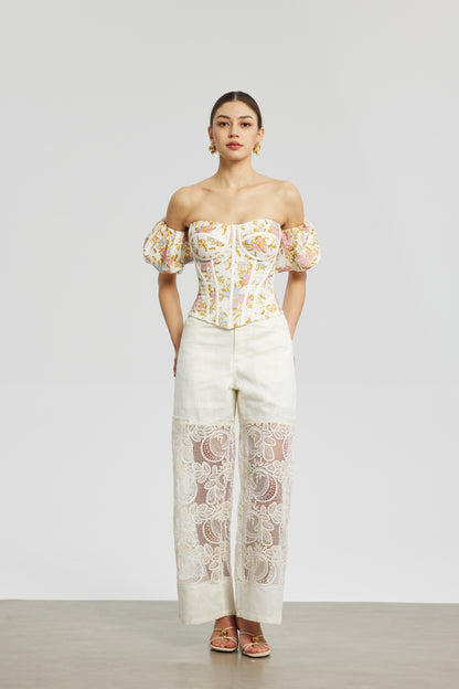 Oil Painting Floral Corset