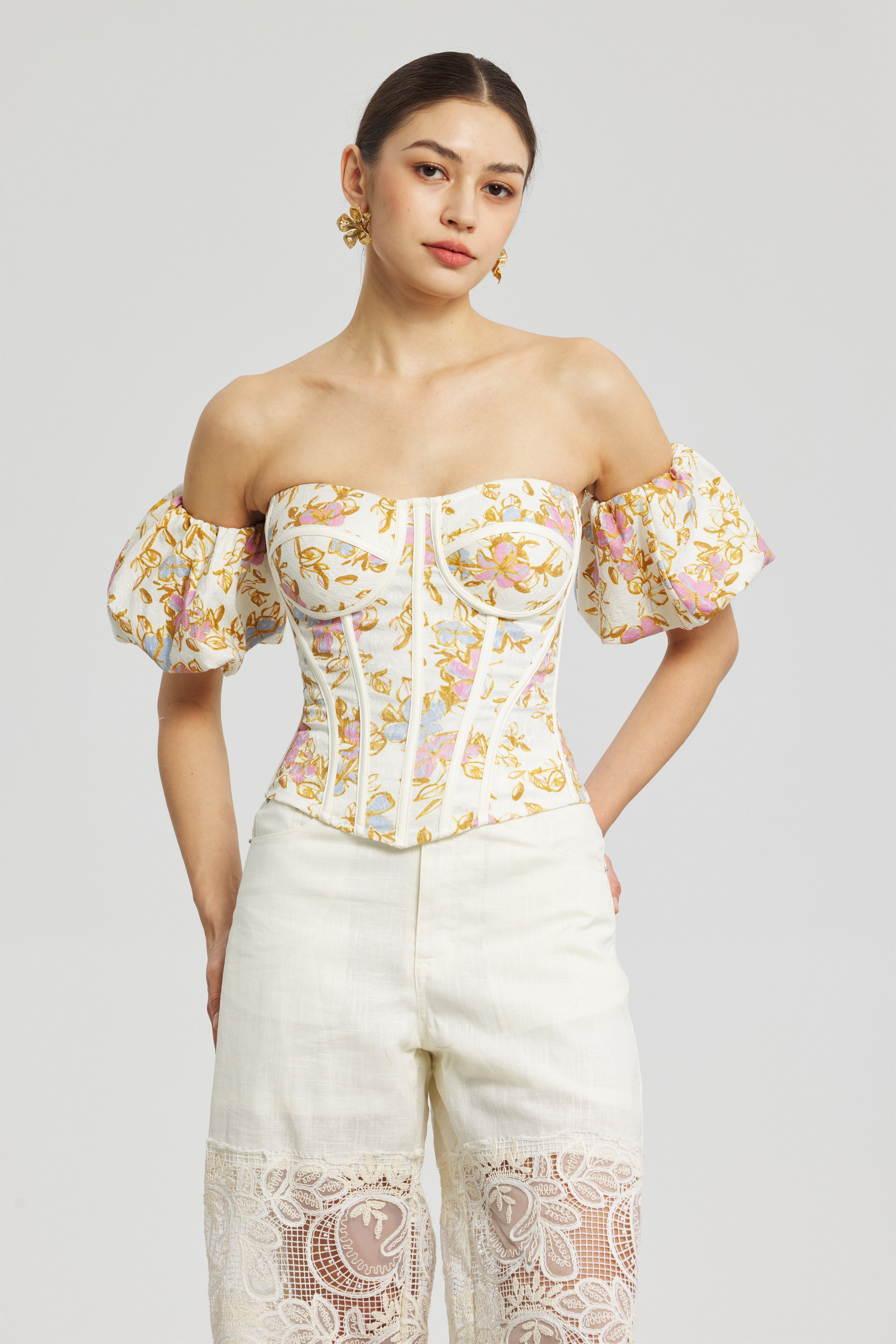 Oil Painting Floral Corset
