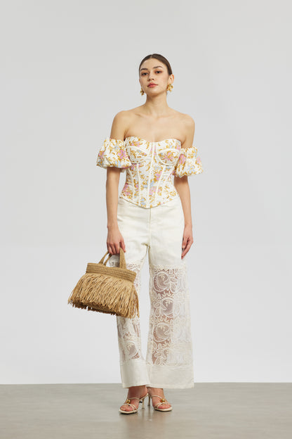 Oil Painting Floral Corset