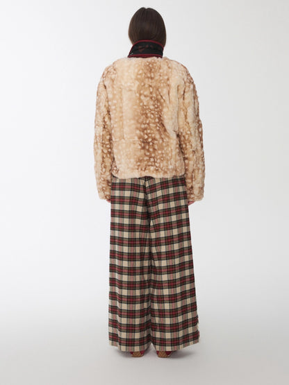 Fawn Pattern Printed Rex Rabbit Fur Jacket