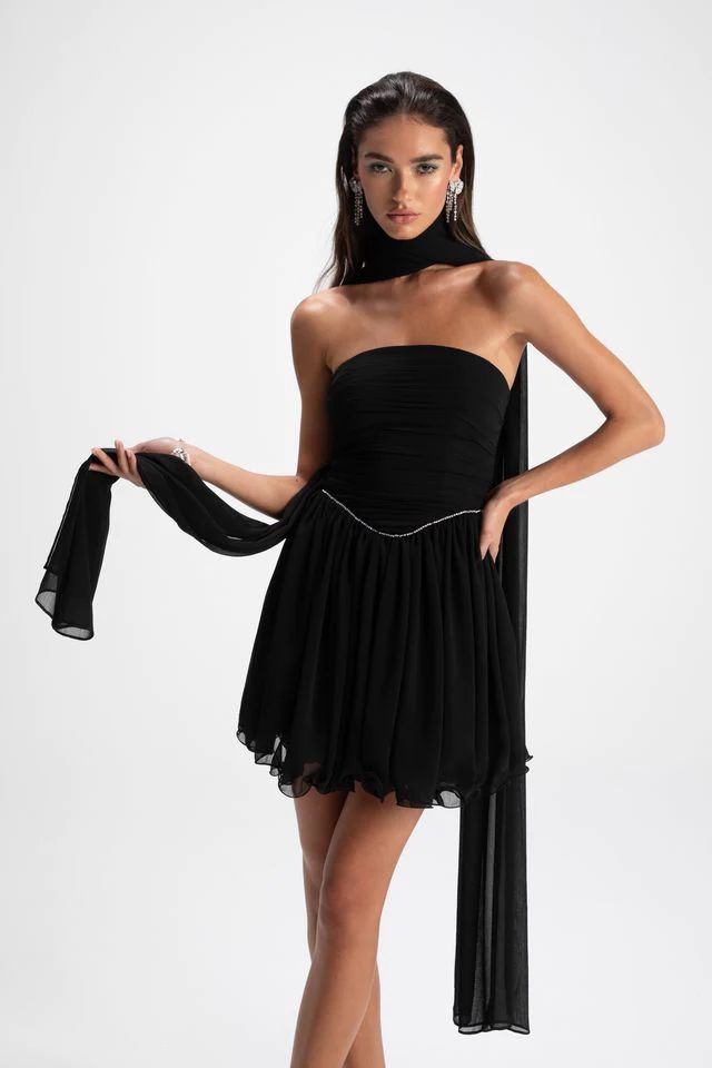Double-Layer Pleated Strapless Mini Dress - CHINASQUAD