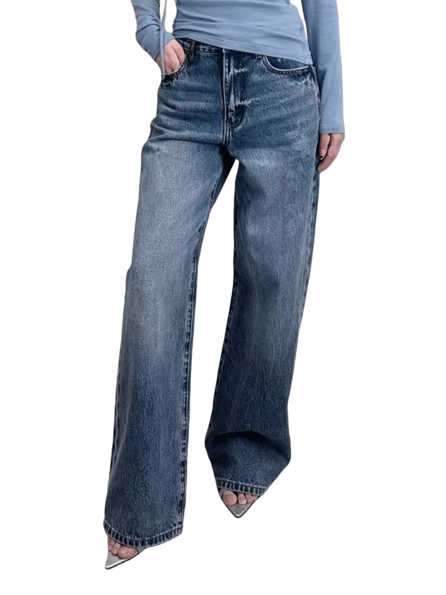 Washed Granite Straight-Leg Denim Jeans