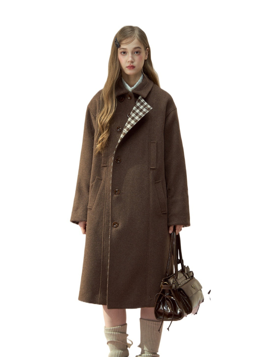 Berlin Avenue Wool Check Scarf Coat - CHINASQUAD