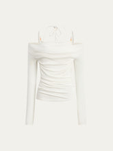 Beaded Halter Fake Two- Piece Blouse - CHINASQUAD
