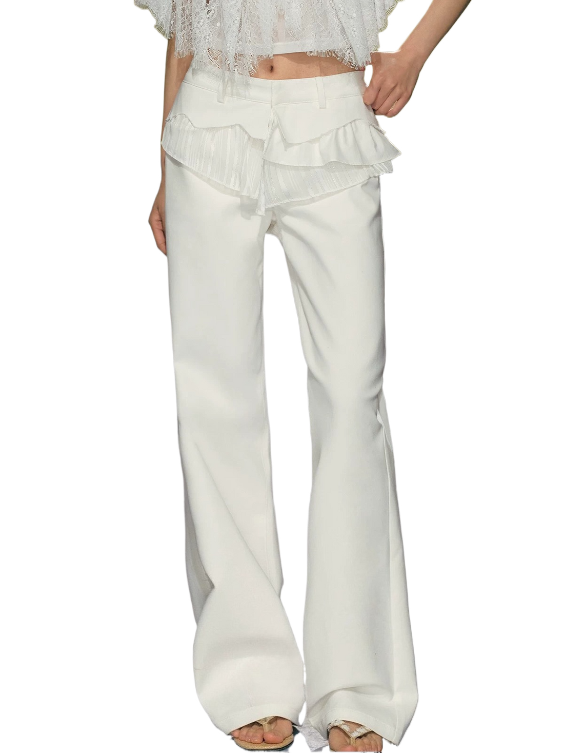 Ballet Lace-Trim Deconstructed Flare Pants