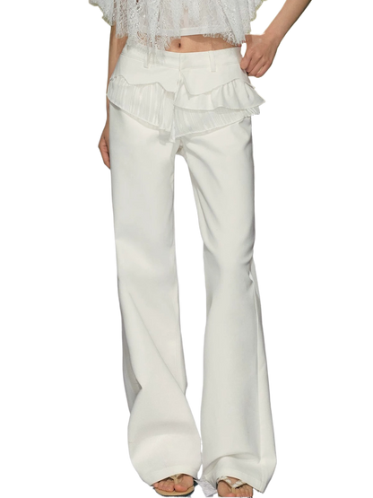 Ballet Lace-Trim Deconstructed Flare Pants