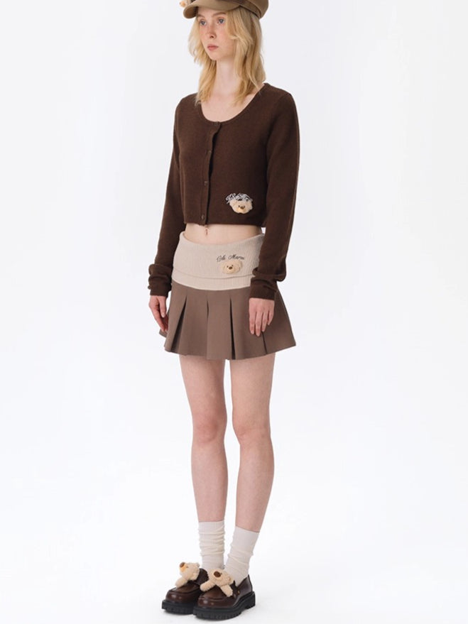 Knit Foldover Pleated Mini Skirt