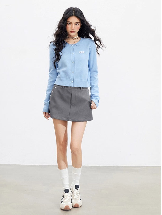 Rolled-Edge Knit Cardigan