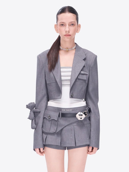 Shimmer Cropped Tailored Blazer