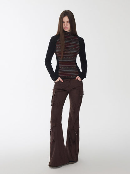 Fair Isle Raglan Knit Turtleneck Sweater