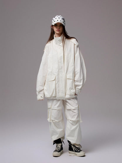 Embroidered Jacquard Multi-Pocket Cargo Pants