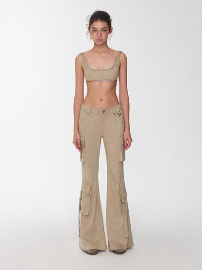 Studded Pocket Flared Utility Pants